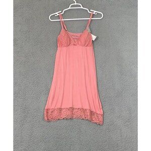 Marilyn Monroe Women's Pink Lace Trim V Neck Chemise Nightwear Adjustable Straps